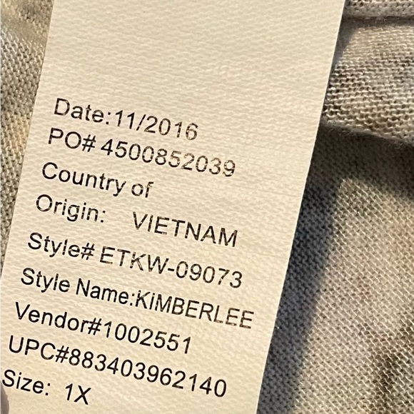 Erika Brown and White 3/4 Sleeve 1X Tunic GUC - Picture 8 of 8